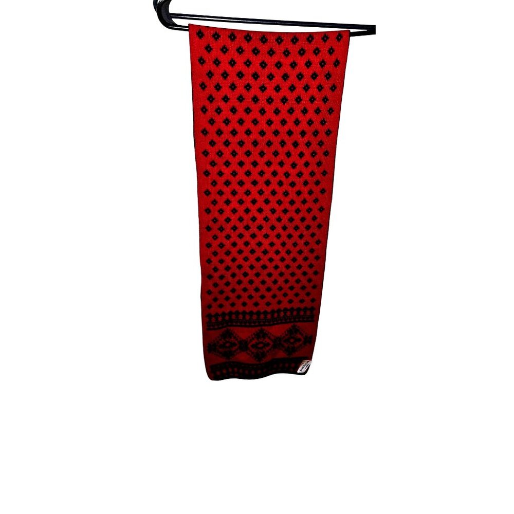 Vintage Klein By Aris‎ Red & Black Knit Scarf Red Black Reversable